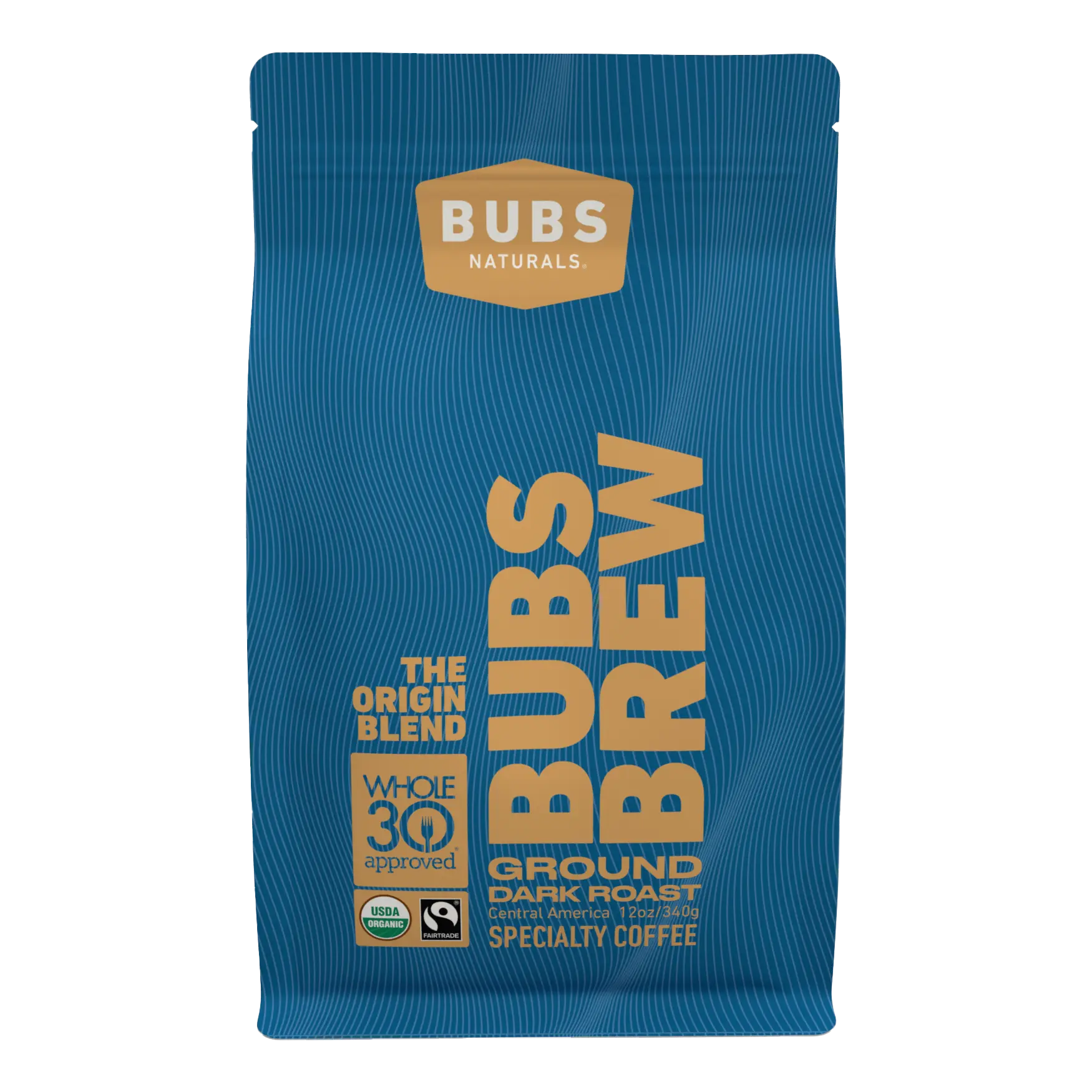 BUBS Brew Bag of Origin Blend Dark Roast Ground, Front